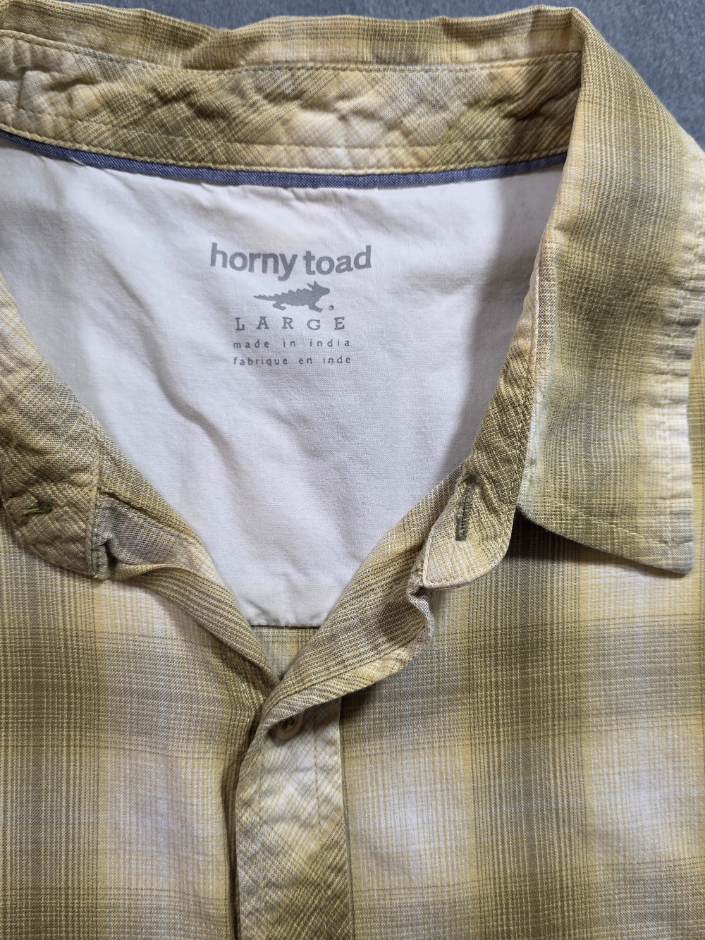 Horny Toad Toad&Co Plaid 100% Organic Cotton Short Sleeve Button Down Large - Picture 10 of 15